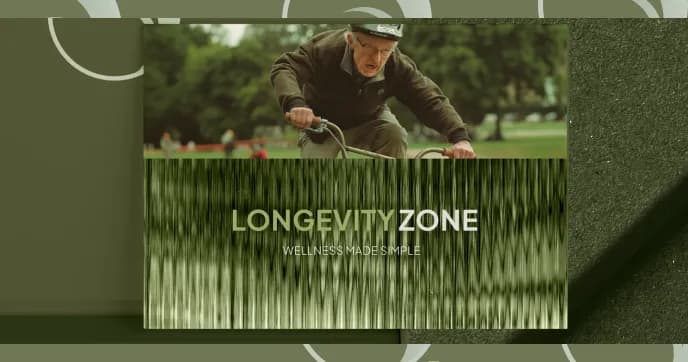 Longevity Zone wellness brand concept on a bicycle