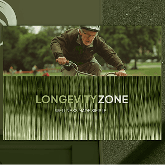 Longevity Zone brand campaign with a cyclist
